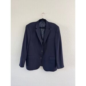 JOSEPH & FEISS Mens Navy Blue Wool Classic Fit Sport Coat Blazer Jacket 44R